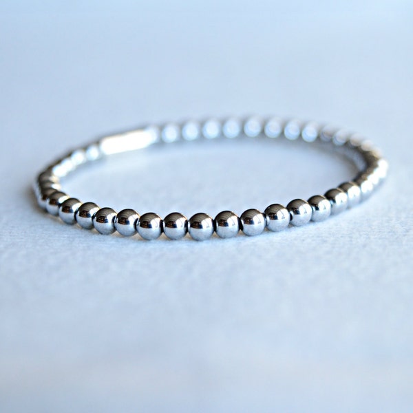 MAGNETIC ANKLE/WRIST Silver Beaded bracelet Hematite Magnetic beaded Bracelet can be sized for ankle or wrist