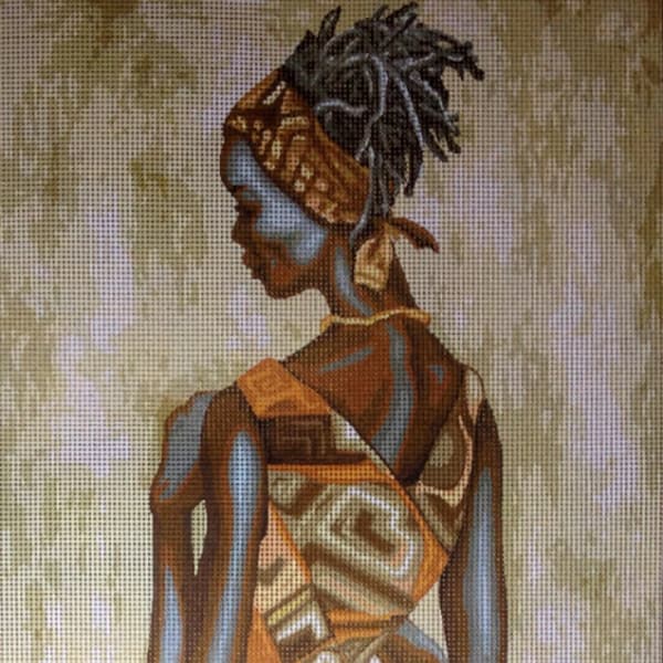 Gobelin Tapestry Needlepoint Kit African woman printed canvas and threads 398