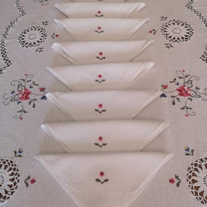 Vintage Linen Tablecloth – Hand Embroidered Cross Stitch – 100% Pure Linen – Rectangular Large Table Cover – Italian Heirloom  Rare Handmade