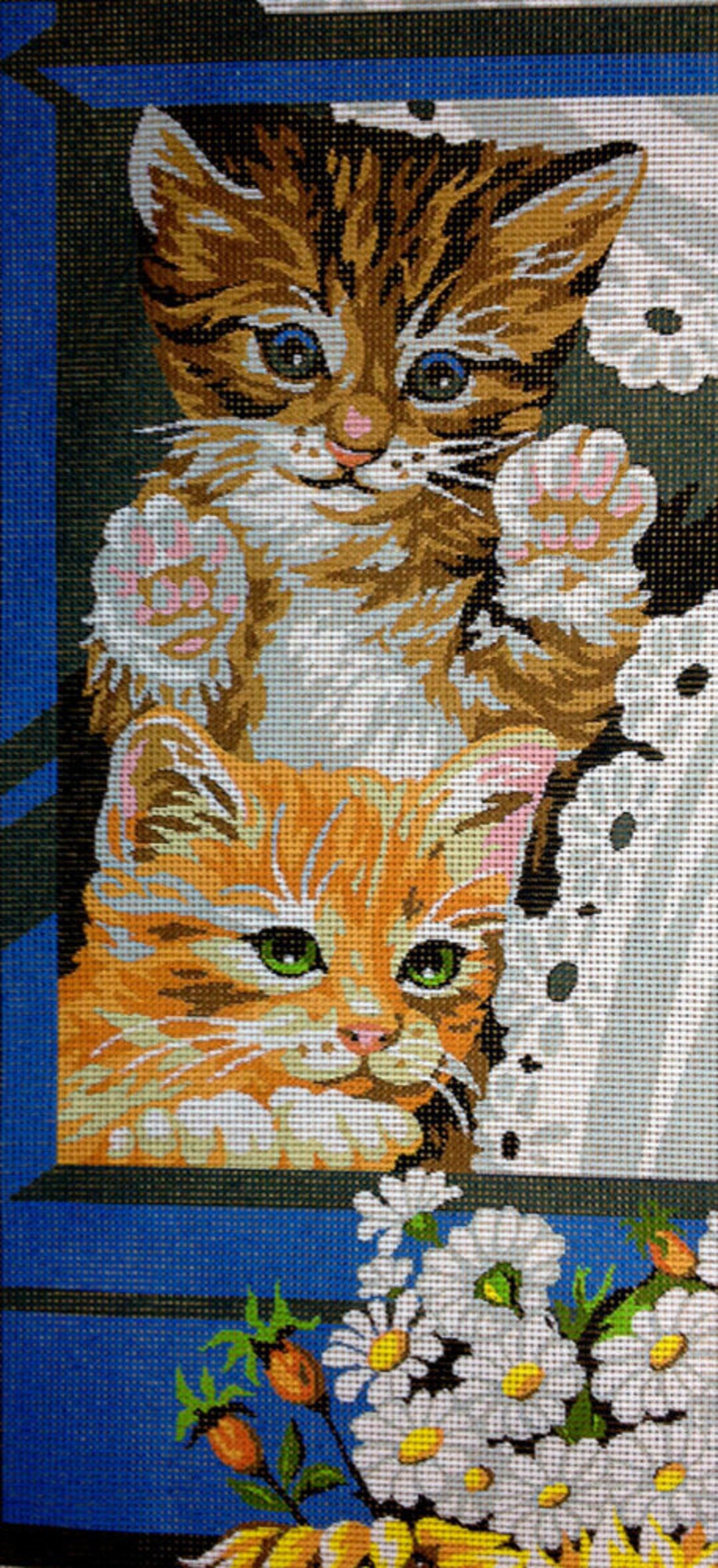 Needlepoint Kit Cats 7x16 18x40cm Printed Canvas and Threads 436 Etsy