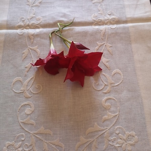 Beautiful Vintage Embroidered Handmade Linen Runner