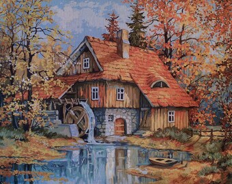 Needlepoint Kit "The Mill" 23.5"x18" (60x46cm) Tapestry printed canvas cod.682