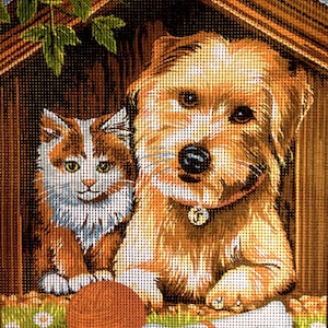 Gobelin Tapestry Needlepoint Kit &quot;Friends&quot; printed canvas 434