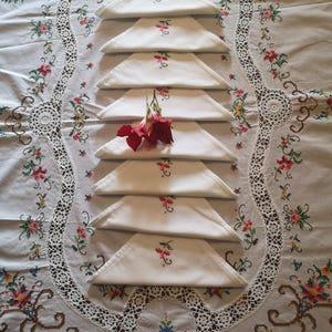 Beautiful Vintage Cross Stitch  Tablecloth  Rectangular  Perfect for Perfect for Easter Lunch and Special events