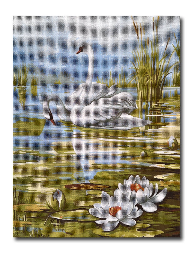 Gobelin Tapestry Needlepoint Kit Swans printed canvas cod. Etsy