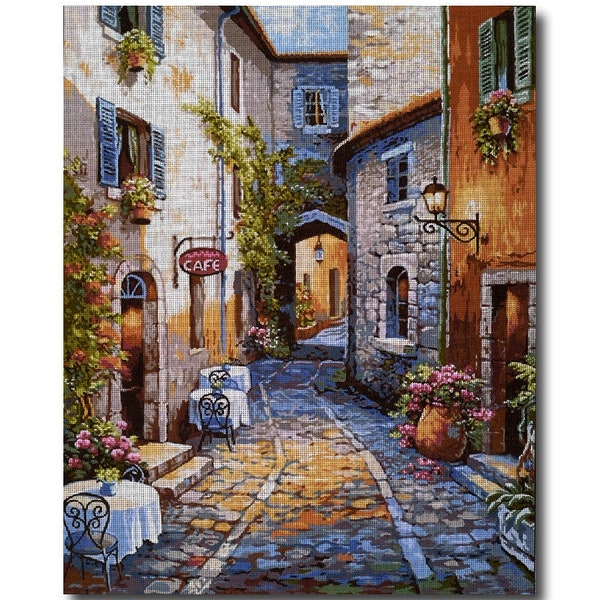 Tapestry Needlepoint Kit Italian Street 20x16 inches printed canvas and threads 709