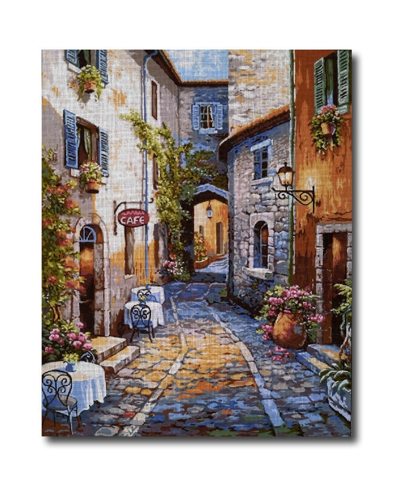Gobelin Tapestry Needlepoint Kit Italian Street Printed Canvas Etsy