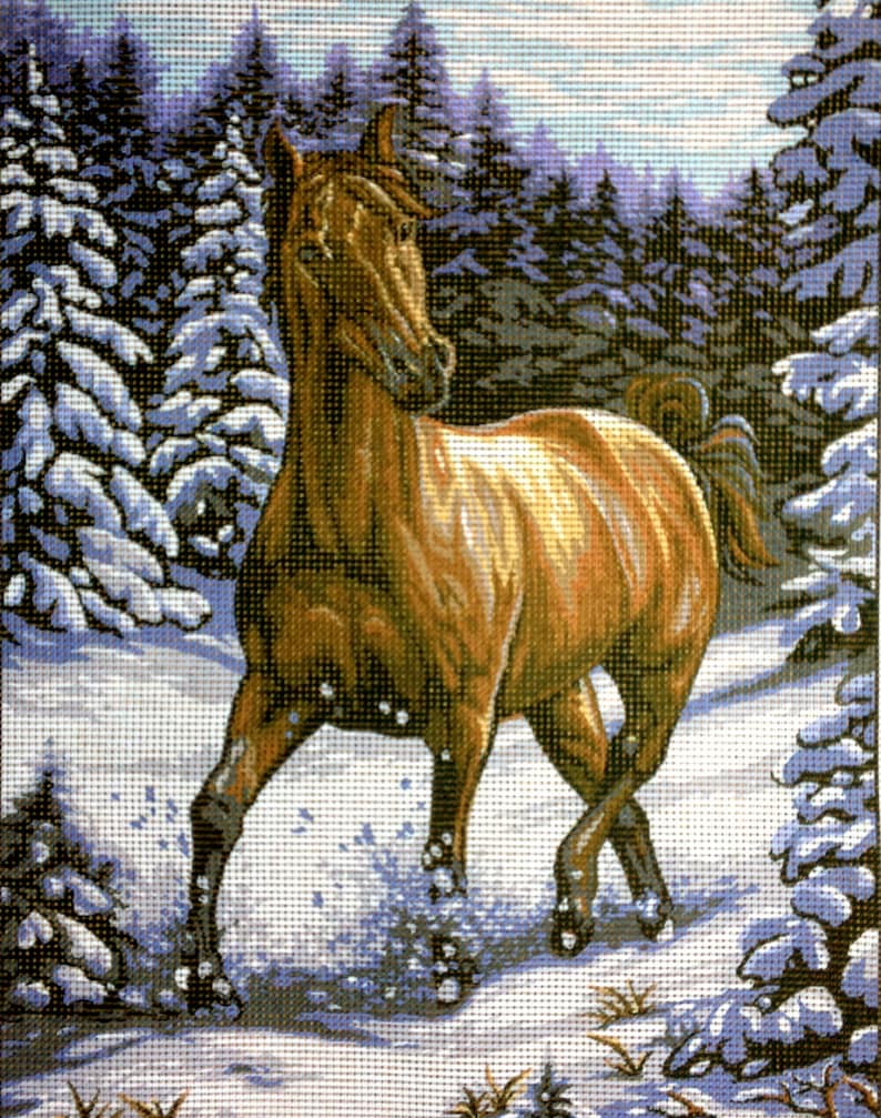 Tapestry Gobelin Needlepoint Kit Horse printed Etsy