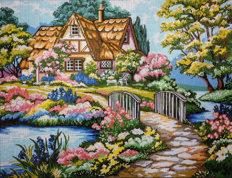 Gobelin Tapestry Needlepoint Kit COTTAGE Printed Canvas 071 Etsy