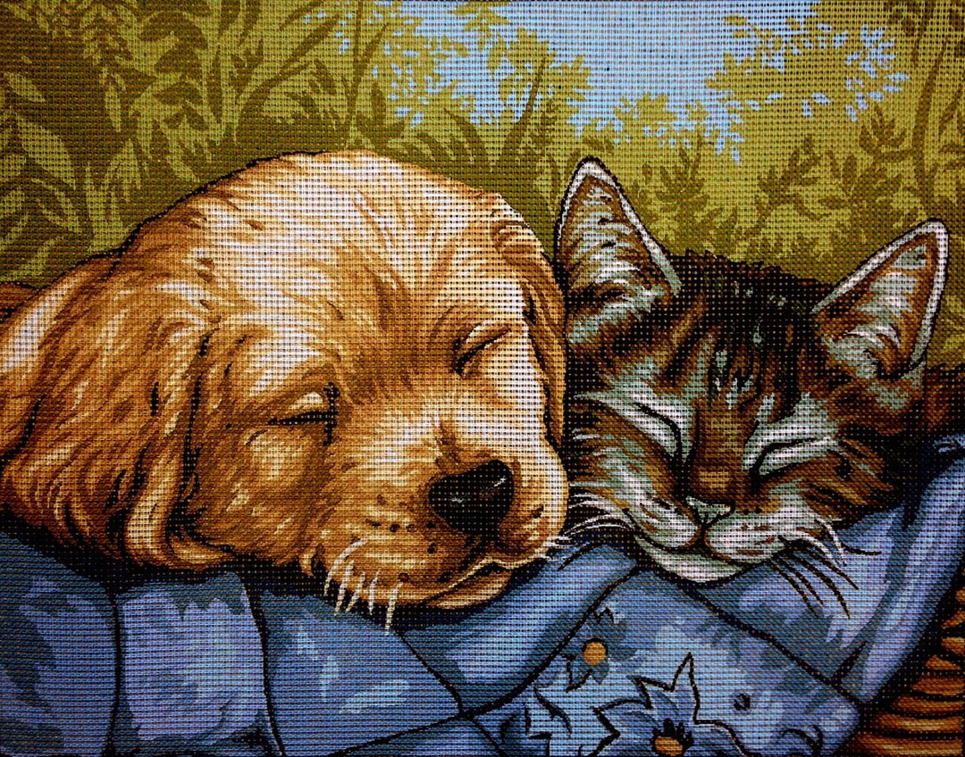 Tapestry Gobelin Needlepoint Kit Good Friends Printed Canvas Etsy