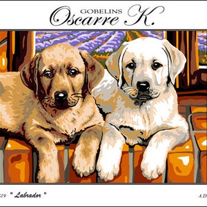 Needlepoint Kit &quot;Labradors&quot; 9&quot;x11.8&quot; 23x30cm printed canvas cod K19