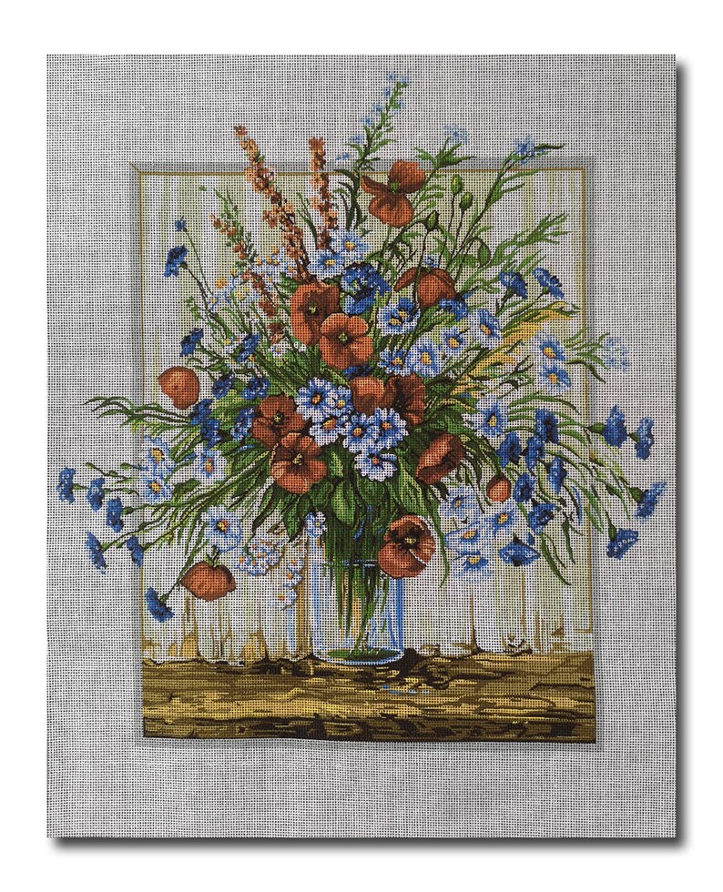 Gobelin Tapestry Needlepoint Kit Country Flowers Printed Etsy