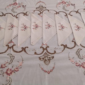 Beautiful Vintage Cross Stitch  Tablecloth  Rectangular  Perfect for Easter Lunch and Special events