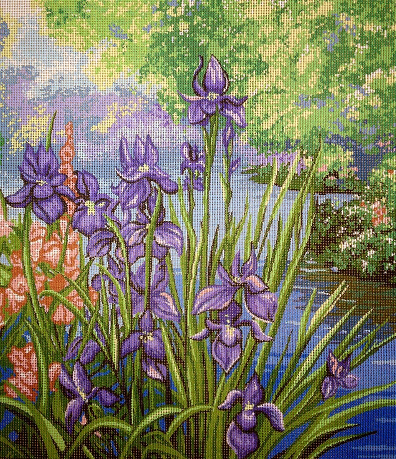 Gobelin Tapestry Needlepoint Kit Iris Printed Canvas and Etsy