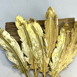 Adorno de plumas de lámina dorada de 6 piezas de 9 pulgadas/tarjeta de presentación/tarjeta de lugar/corona/guirnalda/decoración/ajuste de mesa/centro de mesa/repisa/relleno de cuenco/álbum de recortes/boda