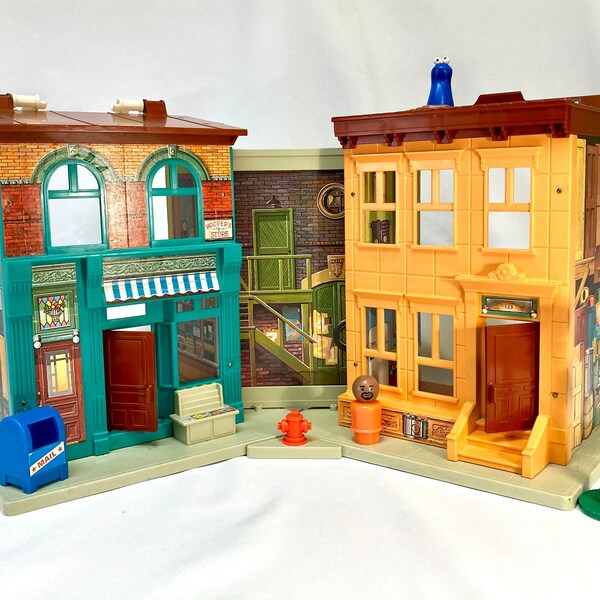 1970s Sesame Street Fisher Price Play Family 938 Fold Open Apartment Building & Furniture/Characters/Accessories | PBS Muppets Display Stand