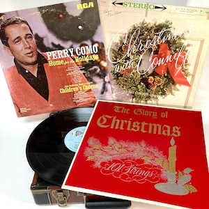1960s Christmas Vinyl 3 Album Set | Perry Como Home for the Holidays | Ray Conniff Christmas with Conniff | 101 Strings Glory of Christmas