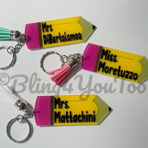 Personalized Teacher Keychain with Tassel | Year-End Teacher Gift | Teacher Appreciation | Pencil Keychain