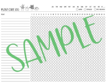 Afdrukbaar logboek plantenverzorging | Watergift, meststof en ongediertebehandeling volgen | Kies je eigen kleuren (US Letter, zwart-wit)