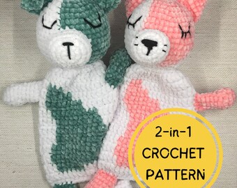 Dash the Dog + Cuddles the Cat Snuggler Lovey 2-in-1 HÄKELANLEITUNG PDF Instant Download