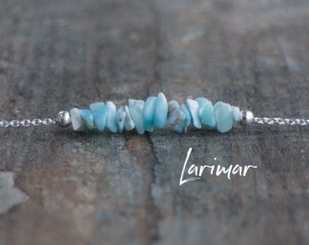 Larimar Necklace, Raw Crystal Necklace, Dainty Necklaces for Women, Larimar Jewelry, Gifts for Her