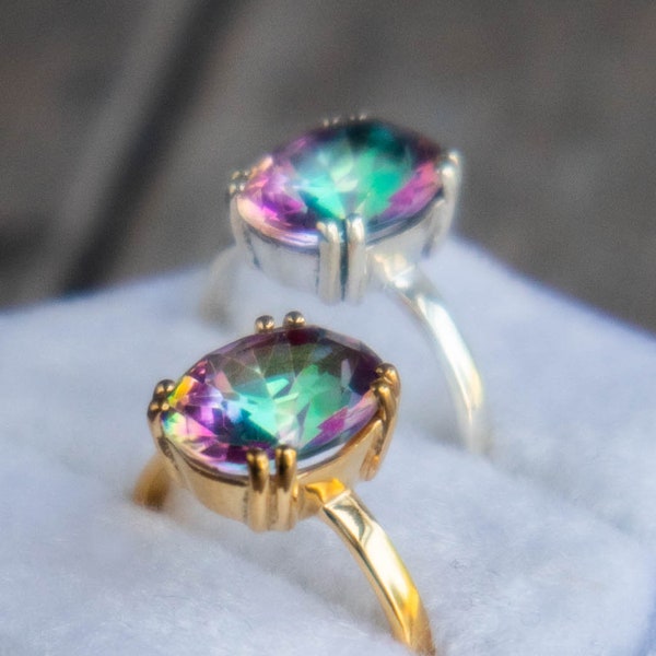 Mystic Topaz Rings for Women  in Sterling Silver and Gold Vermeil • Christmas Gifts for Women