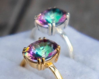 Mystic Topaz Rings for Women  in Sterling Silver and Gold Vermeil • Christmas Gifts for Women