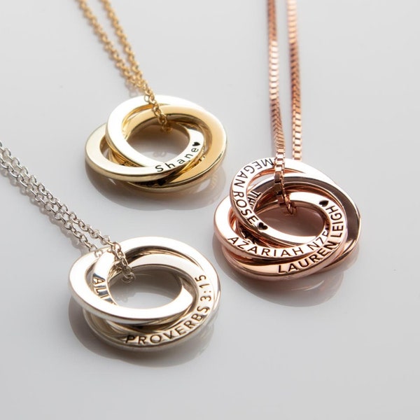 Bijoux personnalisés - Collier cadeau fête des Mères - Collier de famille - Collier de maman avec prénoms d'enfants - Collier cercle