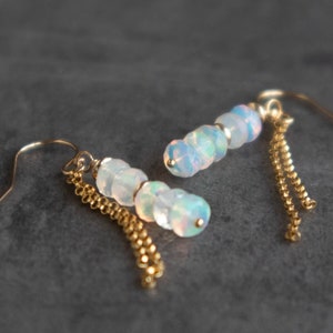 Opal Earrings, Fire Opal Drop Earrings in Gold, Silver & Rose Gold, Opal Jewelry, October Birthstone Gift for Her image 7