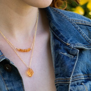 Citrine Necklace, Raw Crystal Necklace, November Birthstone Jewelry, Birthday Gifts for Women in Sterling Silver and Gold image 2