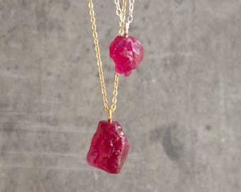 Ruby Necklace, Raw Ruby July Birthstone Necklaces for Women, Anniversary Gifts for Women