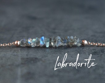 Labradorite Necklace, Raw Crystal Necklaces for Women, Labradorite Jewelry, Gifts for Her