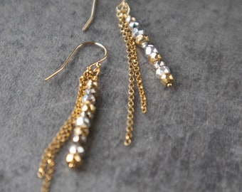 Pyrite Earrings in Gold Filled&Sterling Silver, Handmade Earrings, Gemstone Dangle Earrings for Women, Crystal Drop Earrings, Pyrite Jewelry