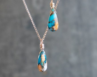 Oyster Turquoise Necklace, Spiny Oyster Jewelry, Oyster Copper Turquoise Pendant Necklaces for Women, Oyster Shell Necklace Gift for Her