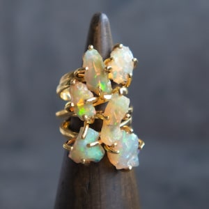 Raw Opal Ring, Gold Fire Opal Ring, October Birthstone Ring, Crystal Ring, Rough Opal Ring, Alternative Engagement Rings for Women