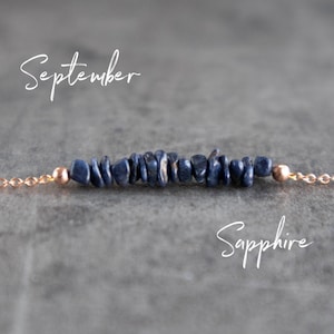 Raw Sapphire Necklace, September Birthstone Necklaces for Women, Birthday Gifts for Her, Sapphire Jewelry image 1