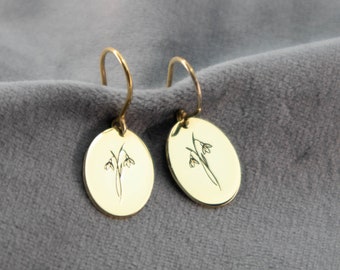 Birth Flower Earrings Dangle, Birthday Gifts for Her, Custom Birth Month Flower Jewelry, Gifts for Mum