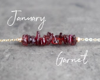 Garnet Necklace, January Birthstone Necklaces for Women, Raw Crystal Necklace, Gifts for Her