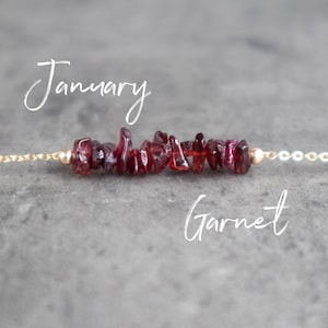 Garnet Necklace, January Birthstone Necklaces for Women, Raw Crystal Necklace, Gifts for Her image 1