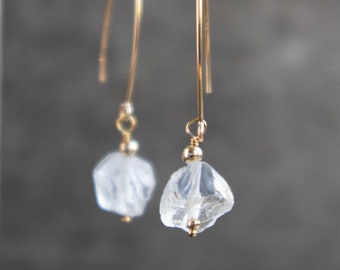 Clear Quartz Earrings, Raw Stone Earrings, Raw Crystal Dangle Earrings, April Birthstone Earrings, Gifts for Women