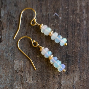 Opal Earrings, Fire Opal Drop Earrings in Gold, Silver & Rose Gold, Opal Jewelry, October Birthstone Gift for Her image 9