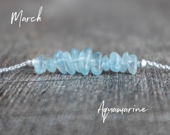 Aquamarine Necklace, Raw Crystal Necklace, March Birthstone Necklaces for Women, Gifts for Her