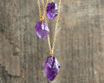 Amethyst Necklace, Raw Crystal Necklace, February Birthstone Necklace, Amethyst Jewelry, Birthday Gifts for Her