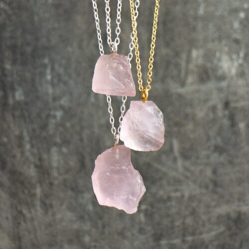 Rose Quartz Necklace Raw Rose Quartz 