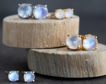 Rainbow moonstone shop stud earrings