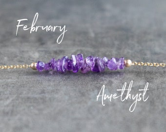 Amethyst Necklace, Raw Crystal Jewelry, February Birthstone Necklaces for Women, Gifts for Her