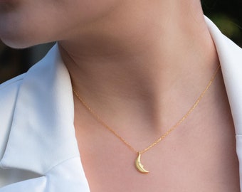 Crescent Moon Necklace, Everyday Necklace, Dainty Layering Necklace in Sterling Silver & Rose Gold, Gifts for Her