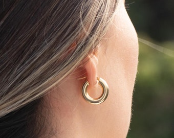 Chunky Hoop Earrings Gold & Sterling Silver, Thick Gold Hoops, Earrings Hoops, Gifts for Women