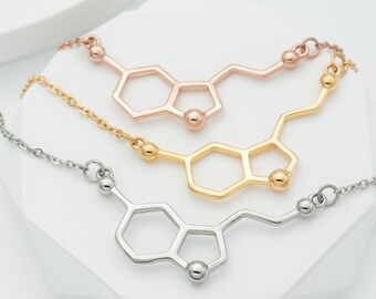 Gift for Sience Teacher, Serotonin Molecule Necklace, Birthday Gifts for Women, Happiness Necklace