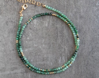 Emerald Necklace, Emerald Choker, May Birthstone Jewelry, Beaded Crystal Necklaces for Women, Gifts for Her